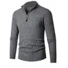 Nueva colección Otoño/Invierno 2026: Suéter de punto para hombre, estilo europeo y americano, de manga larga, con rayas verticales, cuello alto y cierre de cremallera