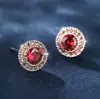 Pendientes de Diamante Blanco de Piedra Blanca Platino Transfronterizo Pinduoduo, Sencillos, Brillantes, Diamante Redondo, Paquete Redondo, Joyería Versátil de Estilo Francés de Alta Gama