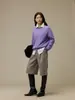 Suéter Feminino de Cashmere com Escovado de Seda Peça Única Sem Costura Gola Redonda Base de Lã Nova Roupa Feminina Malha Top para o Início do Outono