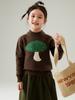 Camiseta Interior de Punto para Niños con Media Cuello Alto 100% Lana Patrón de Dibujos Animados 25 Otoño e Invierno Suéter Versátil Engrosado para Niños y Niñas