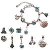 Amazon oferta caliente Navidad pulsera para niños traje hecho a mano DIY cuentas de agujero grande cuentas doradas pulsera caja de regalo