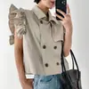 Camisa Colete Fashionable de Botão Duplo com Manga Flare Estilo Coreano, Versão Coreana Roupa Feminina, Novo Modelo Verão 2026
