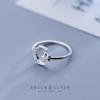 Anillo de plata S925 para mujer, estilo japonés, sencillo, con diamante, estrella y luna, abierto, moderno, sencillo, J5136
