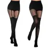 Medias de Red Europeas y Americanas para Halloween, Medias Transparentes de Talla Grande, Medias Finas Caladas con Liguero, Pantimedias de Retazos con Tres Rayas