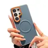 Adecuado para Funda de Teléfono Móvil Samsung S26Ultra, Textura de Cuero Simple Lisa, Succión Magnética, Funda Protectora de Moda Anti-Caída S25Edge S24