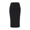 Saia bodycon plissada elegante e madura para mulheres, nova coleção primavera-verão, de alta qualidade, estilosa, modeladora, com fenda, saia de comprimento médio