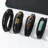 Pulsera de Piedra Ojo de Tigre Popular Transfronteriza Europea y Americana para Hombre Pulsera de Cuerda de Cuero Multicapa Pulsera de Piedra Hebilla Magnética Pulsera Antiestática