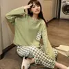 Pijama para Niñas de Transmisión en Vivo Douyin de Otoño e Invierno, de Manga Larga, Holgado y Lindo, Conjunto Casual de Ropa para el Hogar para Estudiantes