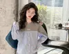 Moletom Estiloso para Meninas 2026 Primavera Novo Patchwork Listrado Color-Blocking Infantil para Meninas Mais Velhas Estilo Coreano