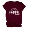 Mama de béisbol Amazon eBay Estación Independiente Moda Casual Camiseta de Manga Corta con Cuello Redondo para Mujer Capa Base Comercio Exterior