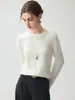 Suéter de Cachemira Pura Estilo Perezoso Suave para Mujer Cuello Redondo Jersey de Punto Versátil Suéter de Cachemira Top Base Adelgazante