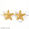 Nuevos Pendientes de Acero de Titanio con Forma de Estrella y Viento Marino Pendientes de Diseño de Nicho para Damas Pendientes de Acero Inoxidable Chapado en Oro de 18k