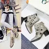 Nuevas Botas Europeas y Americanas de Primavera y Otoño Hebilla de Cinturón Retro Botas Romanas Caña Corta Botas Martin Botas de Tacón Grueso Botas de Tacón Alto Botas de Comercio Exterior X66