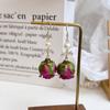 Aretes de Botón Estilo Mori Suave Diseño Super Hada Retro Rosa Eterna Flor Real Aretes de Niña Suave Elegante
