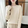 Suéter trançado retro de gola redonda para mulheres, início do outono, macio e confortável, caimento solto, efeito emagrecedor, blusa de malha versátil de manga comprida para usar como base