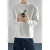 Camiseta de manga comprida desconstruída estilo americano para homens, corte clean, estilosa e cool, top soltinho para o outono, adequada como camada base