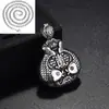 Bolsa de la suerte de doble pez colgante de plata de ley S999 cadena para suéter de mujer colgante de collar largo hueco retro de plata pura