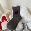 Calcetines de Punto para Mujer Estilo Coreano Otoño e Invierno, Gato Negro de Dibujos Animados, Media Caña, Estilo Preppy, Lindos y Dulces