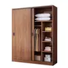 Armario con puertas correderas para uso doméstico en dormitorios, adecuado para apartamentos de alquiler, tamaño pequeño, moderno minimalista, gabinete de color madera maciza, armario fácil de montar