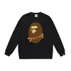 Marca moderna de estilo japonês com estampa de desenho animado de cabeça de macaco, nova blusa de moletom casual de gola redonda em terry de corte solto para homens e mulheres, adequada para adolescentes no outono e inverno