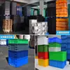 Caja de Plástico Plegable Antiestática, Estilo Industrial Negro, con Separadores, Moldeada por Inyección, Dimensiones 600*500*160, Caja de Logística con Tapa