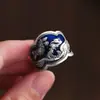 Anillo de Pavo Real Esmaltado de Plata Tailandesa Estilo Nuevo para Hombres y Mujeres, Anillo Ancho Estilo Étnico para Dedo Índice, Ajustable, Venta Directa del Fabricante