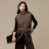 Suéter de Lã Cashmere Escovado Estilo Old Money para Mulheres Outono Gola Alta Colete de Lã para Mulheres Outono Peça de Sobreposição Versátil Tricô