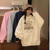 Moletom com Capuz Casual Estilo Americano Estampado com Letras Casal Outono e Inverno Ins Estilo Coreano Jaqueta Solta Retrô para Homens e Mulheres