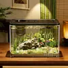 2026 Nuevo Modelo Tanque Pequeño para Sala de Estar, Tanque Ecológico con Paisajismo para Cría de Peces Dorados y Tortugas, Tanque Doméstico de Acrílico Imitación Cristal