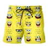 Pantalones de playa de Bob Esponja pantalones de cinco puntos bañadores europeos y americanos estampado 3D coco talla grande pantalones cortos casuales para hombre ventas directas de fábrica