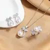 Juego de Joyería de Perlas Accesorios DIY Collar Anillo Abierto Nicho Gama Alta Configuración de Pendientes Lazo Venta al por Mayor