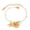 Tobillera Elegante de Moda para Mujer Amazon Versátil Colgante de Concha de Estrella de Mar Cuentas de Perla Acero Inoxidable Joyería
