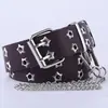 Cinturón informal coreano de estilo punk con diseño de estrella y doble hilera decorativa.