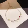 Pulseira redonda em zircônia cúbica banhada a ouro 18k real, uma peça de joalheria de nicho, de alta qualidade, moderna e requintada, um acessório leve e versátil para mulheres
