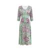 2025Tume Aliexpress Export Vestido Estampado Bohemio Elegante Elegante Cuello en V Vestido de Manga Larga