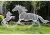 Arte de Hierro para Exteriores Césped Jardín Paisaje Metal Animales Creativos Luminosos Adornos Acero Inoxidable Hueco Esculturas