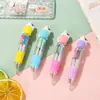 Mini Caneta Esferográfica de Quatro Cores Coreana Fofa Estilo Ins Desenho Animado Adorável Colorida Retrátil Prêmio Presente para Estudante