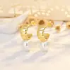 Argola em formato de C nova 2026 com pino de prata s925, versão coreana, estilo minimalista, brincos de pérola de alta qualidade e elegantes para mulheres