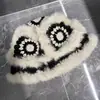 Sombrero esponjoso hecho a mano de pelo de conejo real, sombrero de cabeza de tigre esponjosa, sombrero de león, sombrero de pescador, cara linda, sombrero pequeño de piel, otoño e invierno