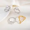 Anillo de Zirconia Nuevo Forma de Gota para Mujer Anillo con Colgante Triángulo Geométrico Lujo Ligero Estilo Frío Anillo para Dedo Índice de Celebridad de Internet Yi