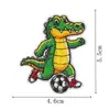 Parches bordados de animales deportivos de fútbol de dibujos animados león cerdito mono bádminton ropa infantil mochila parches termoadhesivos