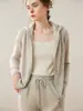 Cardigan Casual e Juvenil com Capuz e Zíper de Caxemira para Mulheres, Suéter Macio e Amigo da Pele, Jaqueta Casual - Novo Estilo Outono/Inverno 2026