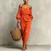 Otoño/Invierno 2026 Nuevo Moda Femenina Europea y Americana Comercio Exterior Amazon Color Sólido Vacaciones Casual Vestido sin Hombros para Mujer