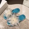 Sandalias y Pantuflas Festivas Rojas para Novia y Damas de Honor, Outfit de Verano, Sandalias de Moda, Estilo Fragante Pequeño, Pantuflas Planas Antideslizantes para Mujer