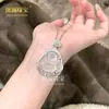 Pingente de Buda de Calcedônia de Gelo Natural, Mesmo Estilo do Xiaohongshu, Colar de Cabacinha com Folha de Gelo de Alta Qualidade Inlaid com Pedra Preciosa Cor de Jadeíta