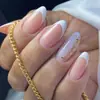 Uñas postizas transfronterizas europeas y americanas línea francesa blanca polvo de oro uñas postizas de comercio exterior al por mayor Press on nails