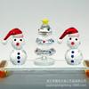 Artesanías de Vidrio Suministros Navideños Muñeco de Nieve con Sombrero Rojo con Diamante Árbol de Navidad Verde Regalos Festivos Adornos de Cristal