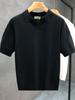 Camiseta de Manga Corta con Cuello Solapa de Lujo Ligero para Hombre Marca de Tendencia Verano 2025 Nuevo Top de Punto de Manga Media Camisa Polo de Seda Helada