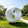 Anillo Hueco Blanco Personalizado Instalación de Arte Abstracto Moderno Adorno de Paisaje de Hotel Escultura de Fibra de Vidrio