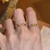 Popular en Xiaohongshu: Anillo redondo de circón ultrabrillante para mujer, lujo ligero, versátil, de alta gama, moderno, adecuado para ir al trabajo, anillo ajustable para el dedo índice